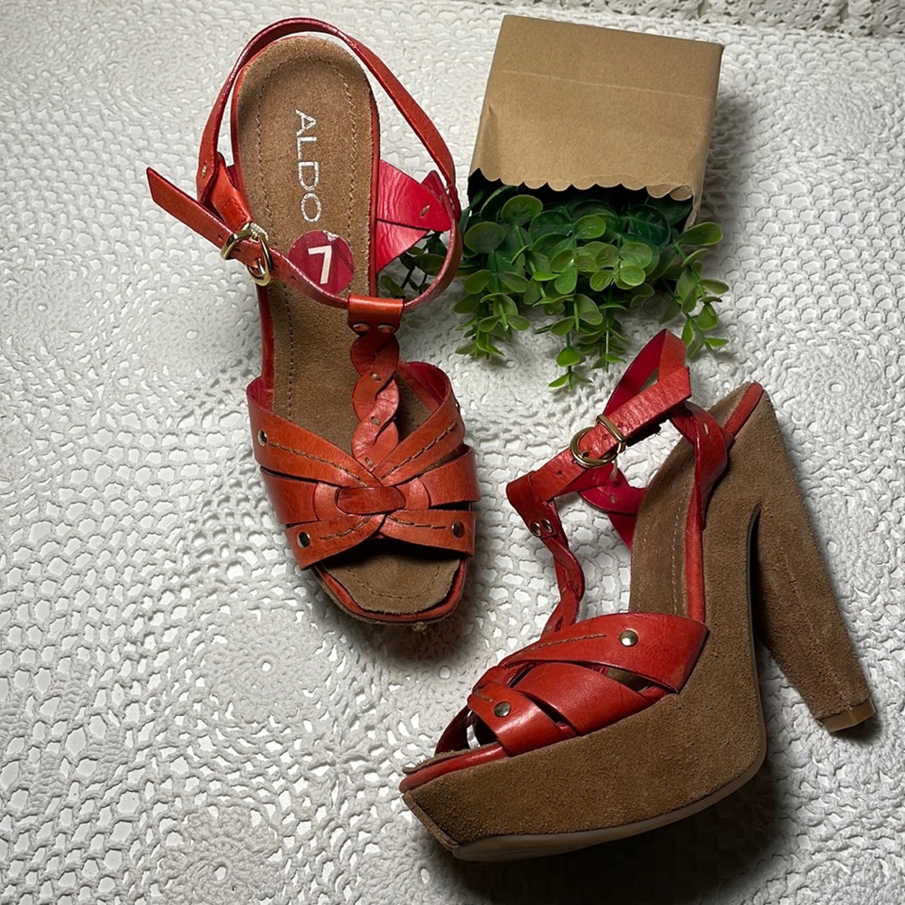 Aldo leather suede heels